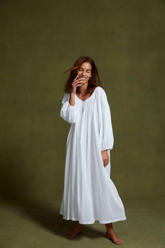 pure organic cotton women’s wear nightdress Victorian style long sleeve sleepwear nightgown sleepwear nightie
