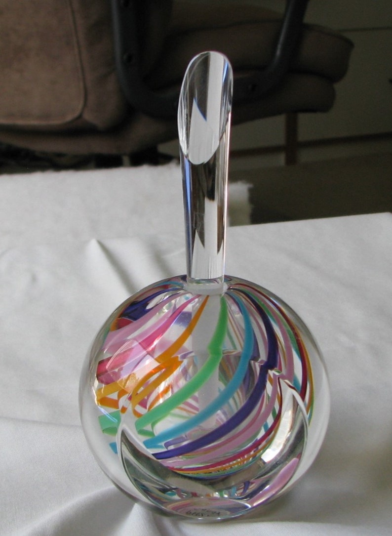 Paul Harrie Art Glass Paperweight Perfume Bottle Candy Rainbow Etsy