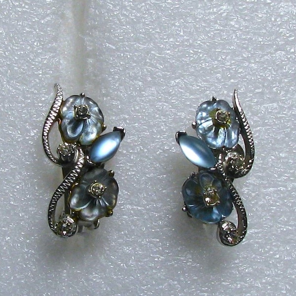 Florenza Frosted Light Sapphire Blue Rhinestone Earrings