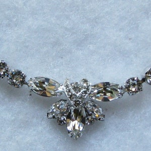 Eisenberg Rhodium Plated Rhinestone Necklace EXC