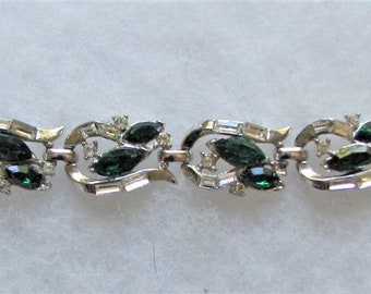 Trifari Emerald & Crystal Rhinestone Bracelet