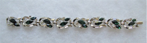Trifari Emerald & Crystal Rhinestone Bracelet - image 1