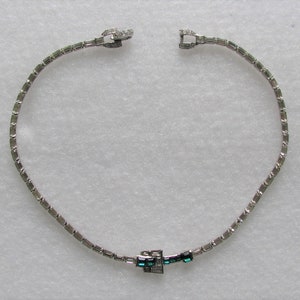 Mazer Bros Emerald & Crystal Rhinestone Buckle Necklace