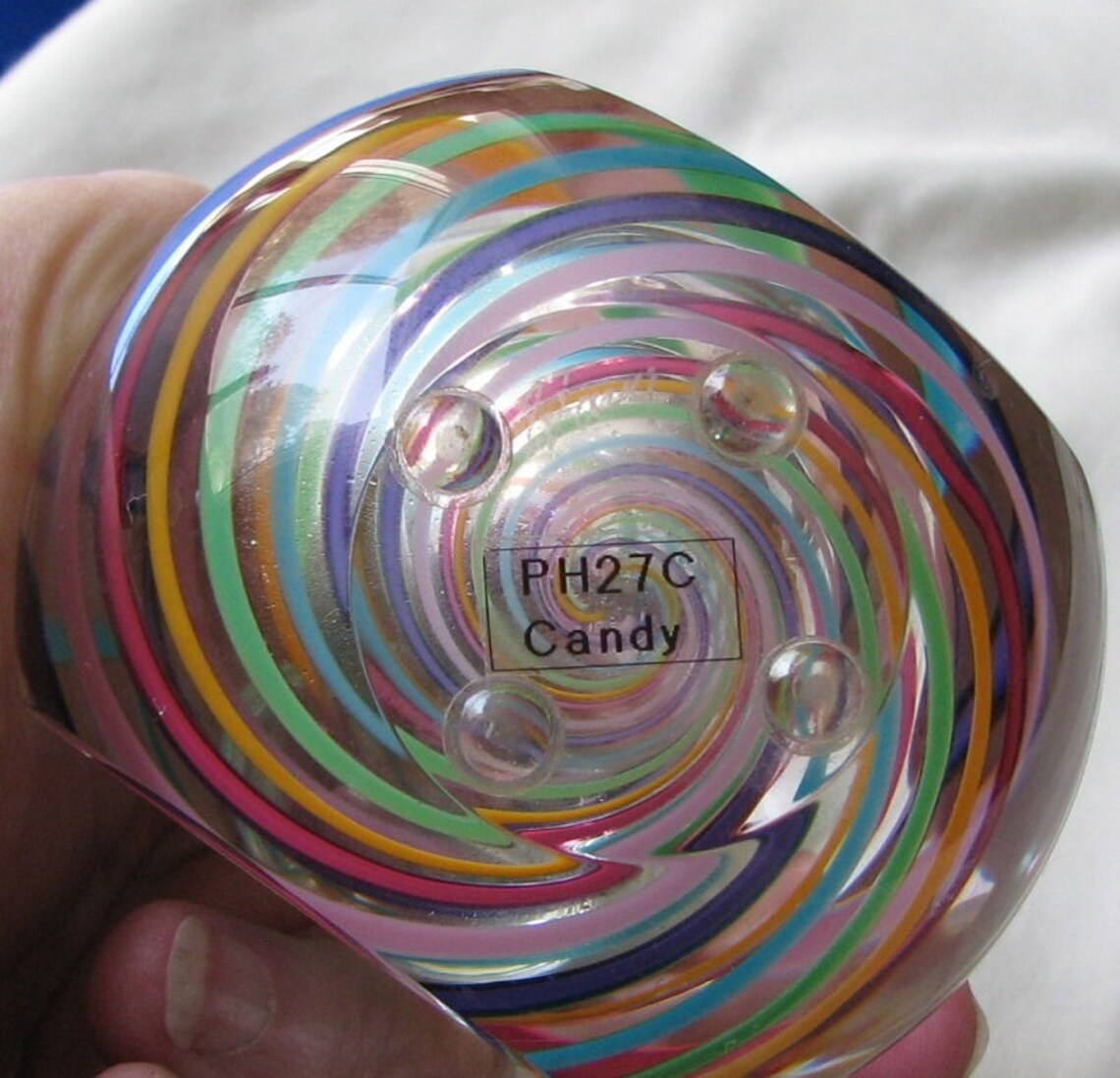 Paul Harrie Art Glass Paperweight Perfume Bottle Candy Rainbow Etsy