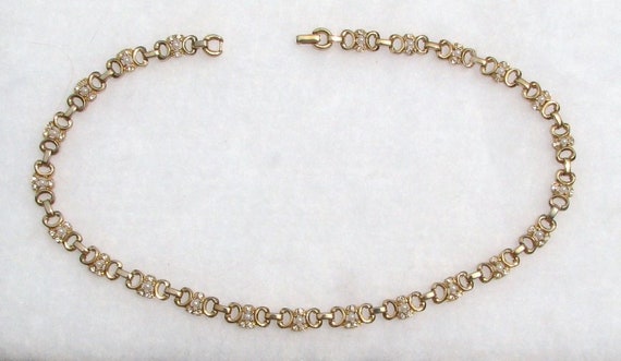 Trifari Crown Trifari Rhinestone & Pearl Necklace… - image 2