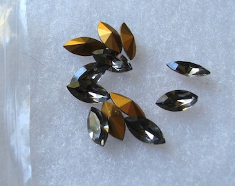 12 navettes de diamantes de imitación Swarovski de diamantes negros 15x7 mm 4200