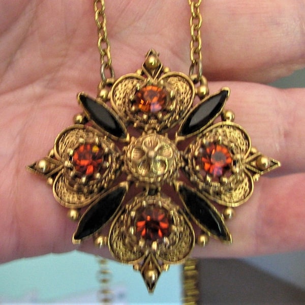 Florenza Renaissance Revival Rhinestone Pendant On Chain