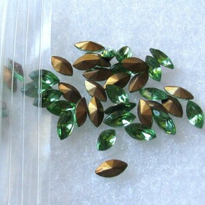 24 Peridot Rhinestone Navettes 8x4mm