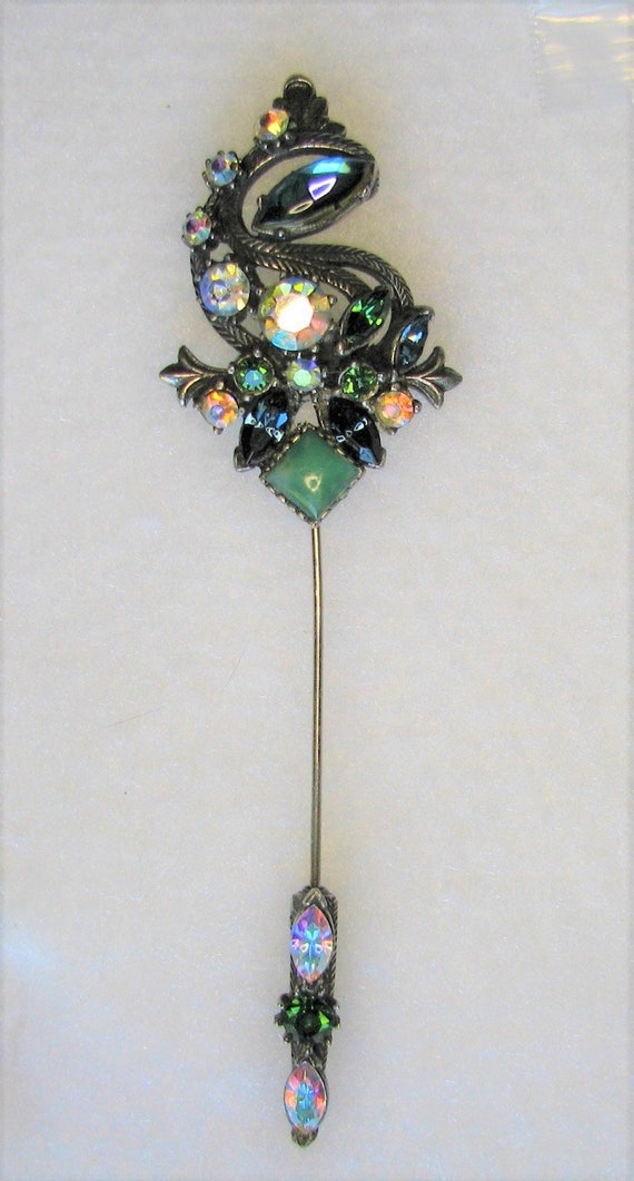 Florenza Rhinestone Encrusted Stickpin Vintage Si… - image 1