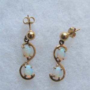 Natural Australian Opal Earrings 14K Gold Post Settings
