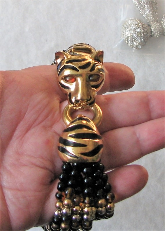 Ciner Tiger Clasp 9-Strand Beaded Necklace Vintage