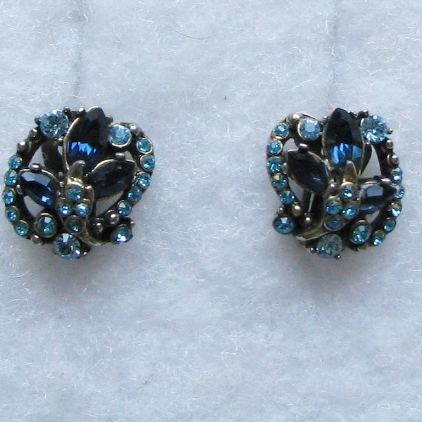 Hollycraft 195? Aqua & Montana Sapphire Earrings