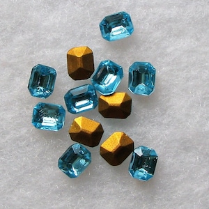 Aquamarin 10x8mm Strass Oktogon Lot von 12 Vintage 4600