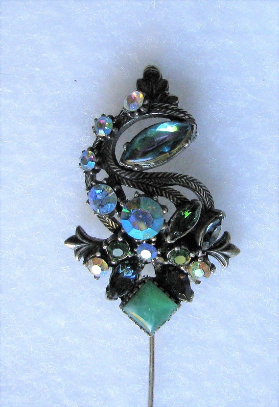 Florenza Rhinestone Encrusted Stickpin Vintage Si… - image 2