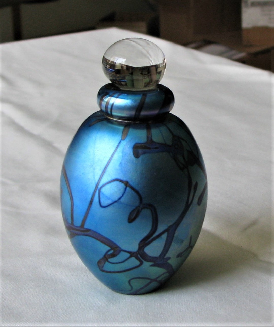 Eickholt Perfume Bottle Iridescent Blue Ribbons - Etsy