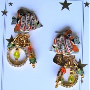 Lunch At The Ritz Vintage &quot;Four Eye Fussilli&quot; Fish POST Earrings