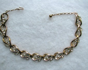 Trifari Navette Rhinestone Trio Collar Vintage