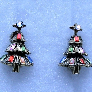 Hollycraft ondertekende strass kerstboom oorbellen CLIP