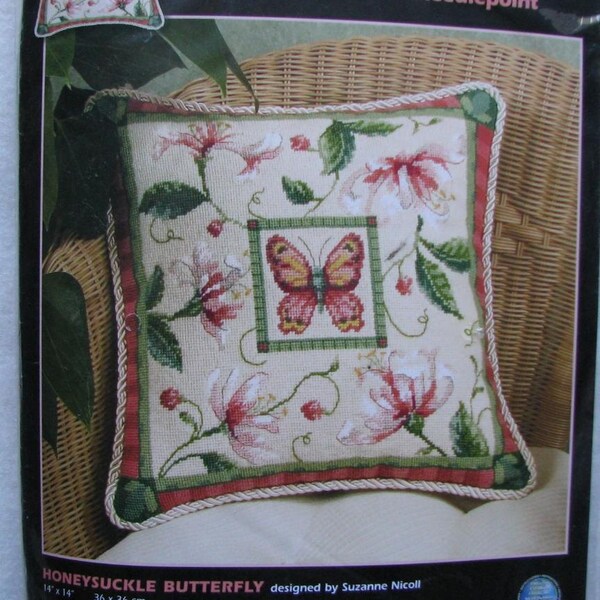 Honeysuckle Butterfly Needlepoint/Tapestry Kit Dimensions