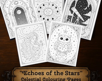 Ecos de las estrellas - Páginas para colorear celestiales (Descarga digital)
