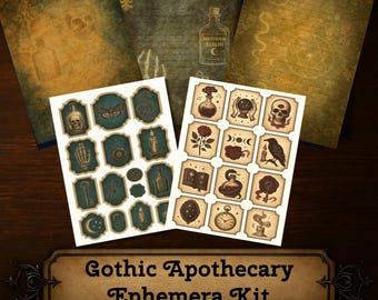 Kit de artículos efímeros de boticario gótico (descarga digital)