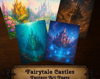 Láminas artísticas de Castillos de Cuentos de Hadas Encantados: Colección Diario Mágico (Descarga digital)
