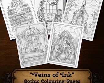 Venas de Tinta - Páginas para colorear góticas (Descarga digital)