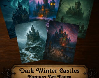 Láminas de Castillos Góticos de Invierno: Colección de Arte de Fantasía Oscura (Descarga Digital)