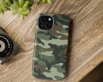 カモフラージュ柄マグネット式スマホケース | 耐衝撃性 iPhone 17 16 15 14 13 ケース