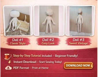 Schnittmuster Stoffpuppe PDF | Nähanleitung für weiche Puppe | DIY Kuscheltier nähen | Anfänger Nähprojekt