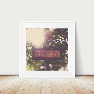 SALE Paris metro print, Paris decor, Paris photograph, travel photography, Paris metro sign print, square Paris print, discounted 8x8 print