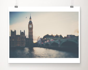 London print, Big Ben photograph, Westminster print, bird photograph, London decor, Houses of Parliament print, travel photography