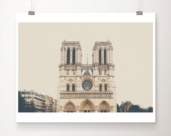 Notre Dame photograph, Paris photography, Paris decor, Paris architecture print, large wall art, neutral home decor