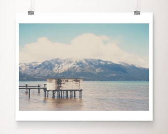 Lake Tahoe Photograph: Dock & Mountains Print (11x14)