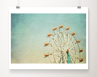 Riesenrad Foto, Karneval Foto, grünes Wohn Dekor, Jahrmarkt Foto, Kinderzimmer Dekor