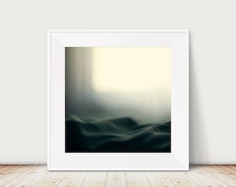 abstract art, sea of bedcovers photograph, surreal ocean print, green home decor, minimalist wall art