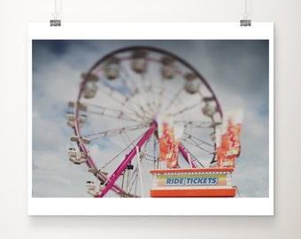 Illinois State Fair photograph, carnival decor, ferris wheel print, nursery wall art, Carnival print, Midwest decor, ticket booth print