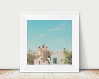 church photograph, St Maries de la Mer print, Provence decor, travel photography, French architecture print