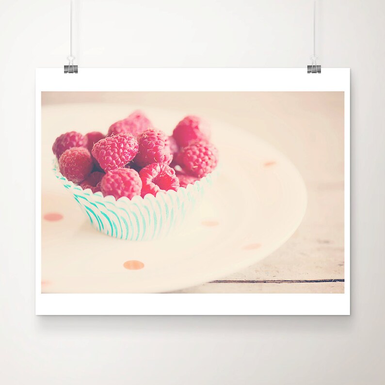 Raspberry Photograph Food Print Kitchen Wall Art Fuchsia Etsy