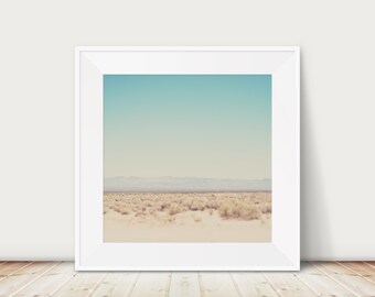 Mojave Desert photograph, California print, travel photography, mountains photograph, pastel decor, large square print, mint decor
