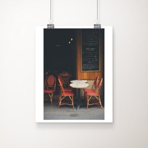 Paris Cafe Photograph: Red Bistro Decor, French Travel Print
