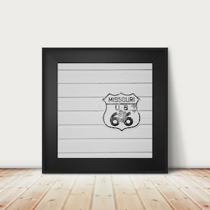 SALE black and white route 66 photograph, discounted Missouri print, vintage sign print, travel photography, Americana print, Midwest decor