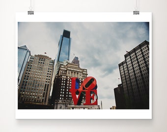 Philadelphia print, Philadelphia love sign photograph, downtown Philly photograph, Philly architecture, Philadelphia decor, East coast decor