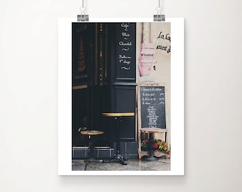 Paris cafe photograph, Paris left bank print, large wall art, European travel photography, Paris decor