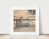 mint green bicycle photograph, Cambridge print, European travel art, large wall art