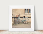 Fotografía de bicicleta verde menta, impresión de Cambridge, arte de viajes europeos, impresión de bicicleta verde menta, fotografía de Inglaterra, Universidad de Cambridge