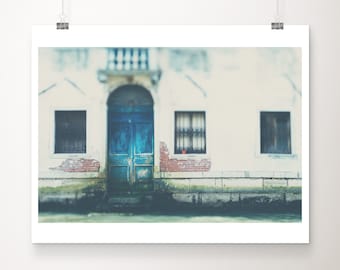 Venice photograph, blue door print, Venice door photograph, travel photography, Italian decor, blue decor, Venice canal print