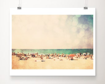 Retro Beach Print: Sunny Mediterranean Coastal Photograph