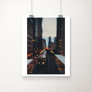 Downtown Chicago photograph, Chicago L train print, Vertical Chicago art, Midwest decor, urban decor, Chicago South Loop print