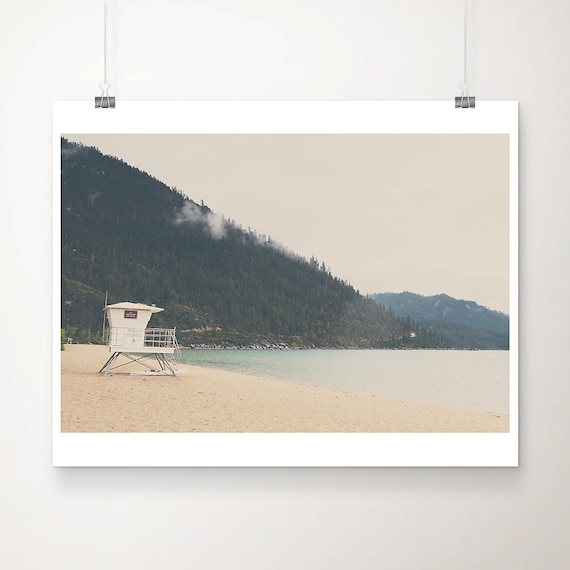Lake Tahoe Lifeguard Tower Photograph, Sierra Nevada Art Print